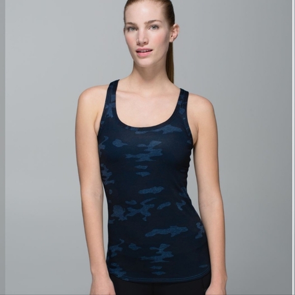 lululemon athletica Tops - Lululemon Camo Oil Slick Blue Studio Racerback Size 8